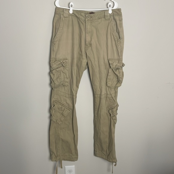 Matchstick Khaki Cargo Pants-Drawstring cuffs- Size 38 - Picture 1 of 14